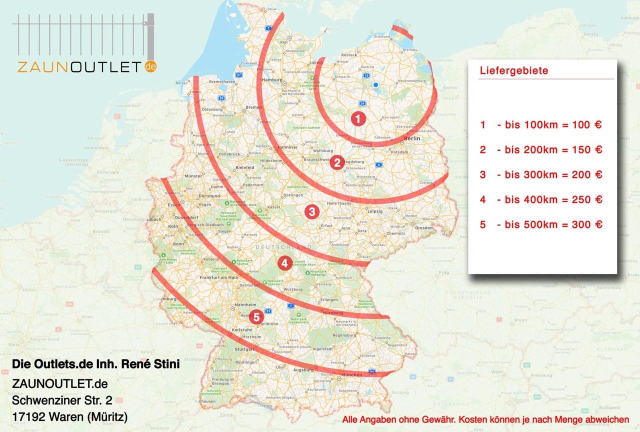 zaunoutlet.de Liefergebiete zaunoutlet.de Liefergebiete